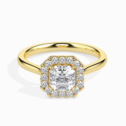 50 Cent Asscher Solitaire Ring with Halo