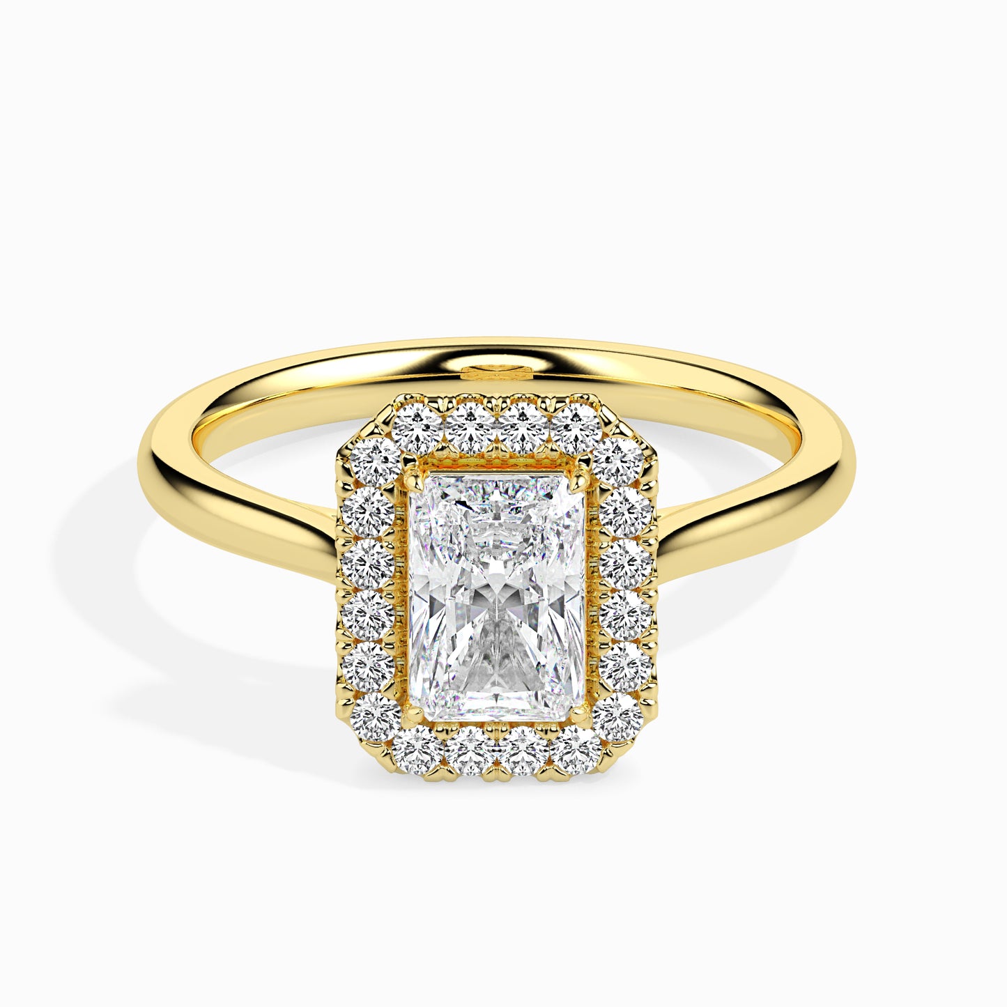 1 Carat Radiant Solitaire Ring with Halo