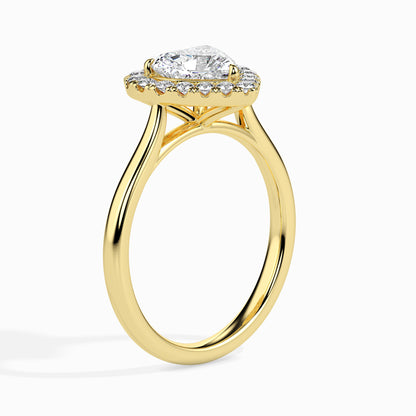 50 Cent Heart Solitaire Ring with Halo