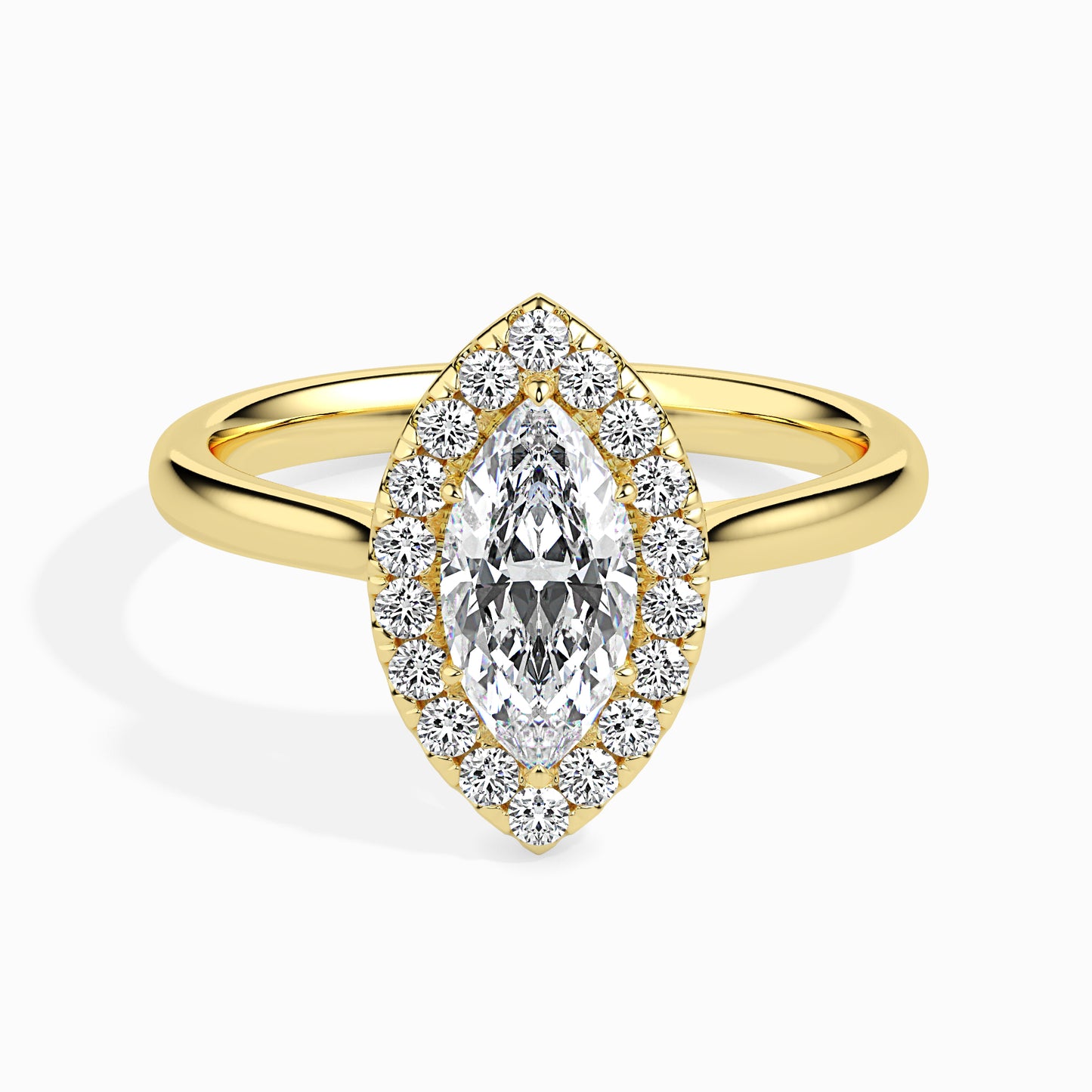 50 Cent Marquise Solitaire Ring with Halo