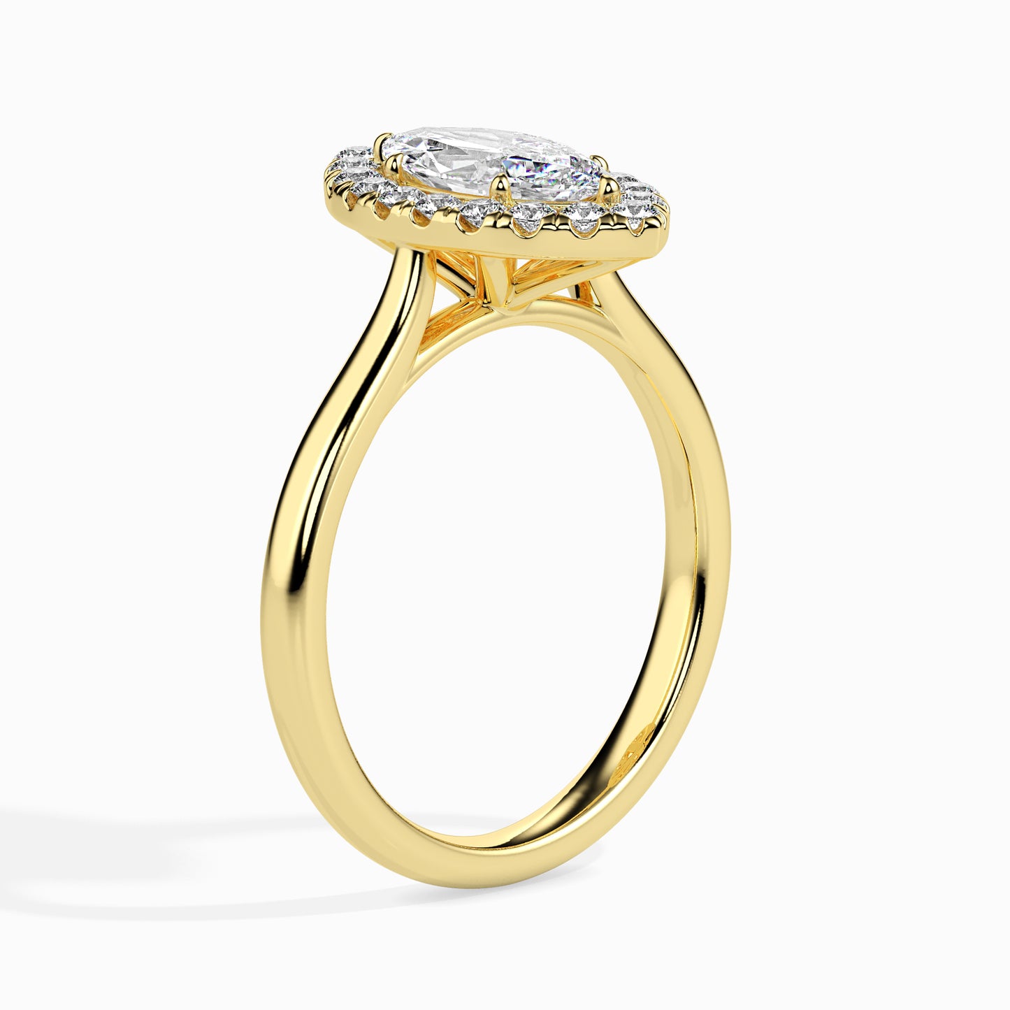 50 Cent Marquise Solitaire Ring with Halo