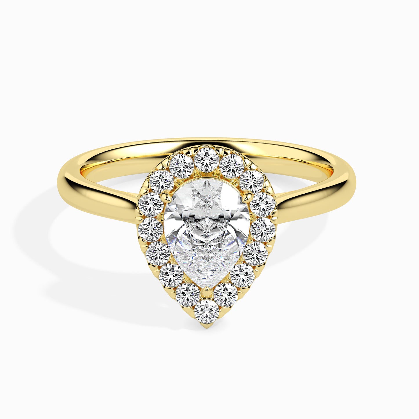 50 Cent Pear Solitaire Ring with Halo