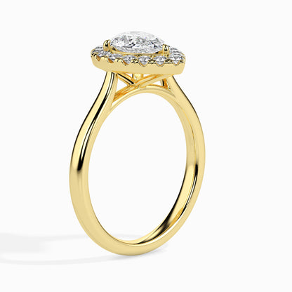 50 Cent Pear Solitaire Ring with Halo