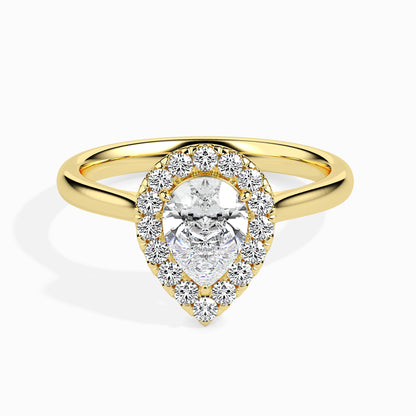 1 Carat Pear Solitaire Ring with Halo