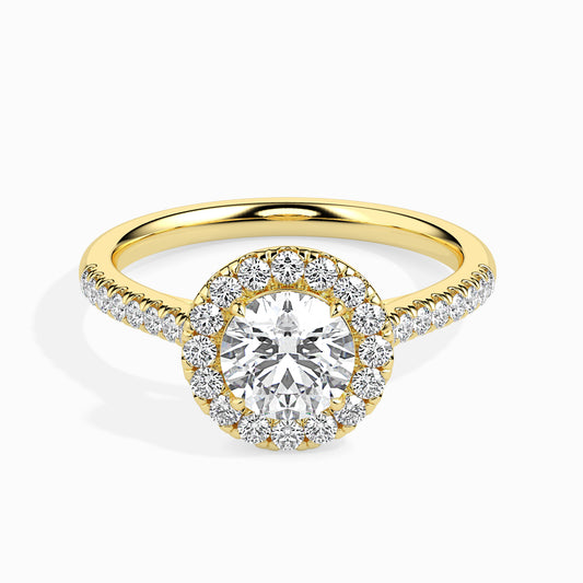 50 Cent Classic Solitaire Ring with Halo in Diamond Band