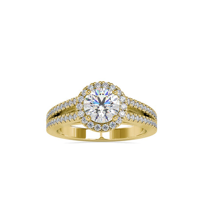 1.6 carat Round Double Pave Halo Solitaire Ring