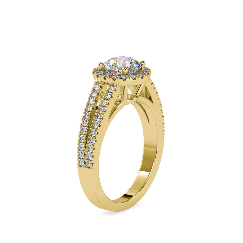 1.6 carat Round Double Pave Halo Solitaire Ring