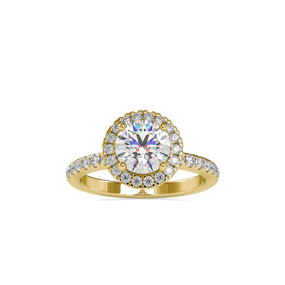 Starlit Halo Pave Solitaire Ring