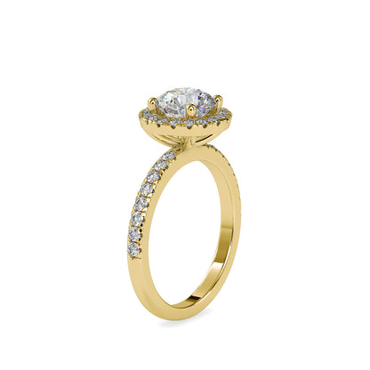 Starlit Halo Pave Solitaire Ring