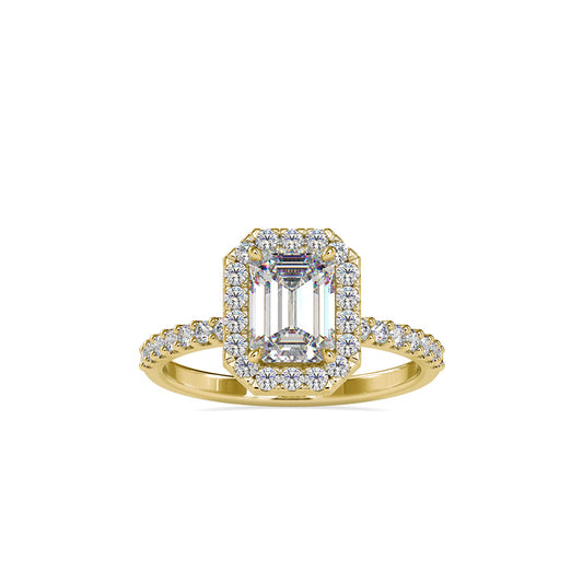 1.6 carat Majestic Emerald Halo Pave Solitaire ring