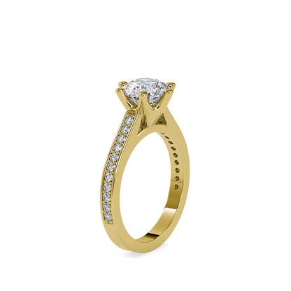 Royal Pave Round Cut Solitaire Ring