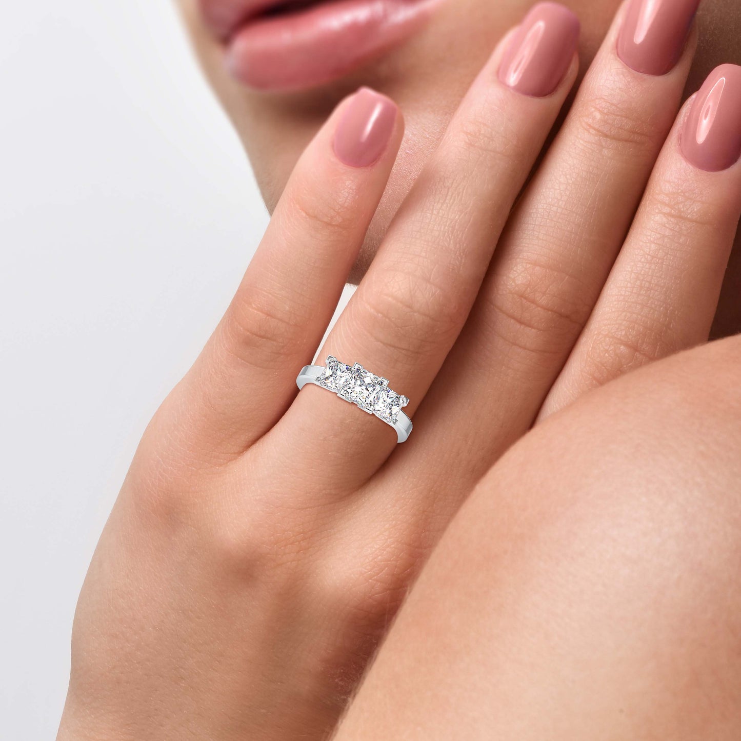 Princess Cut Three Stone Solitaire Ring