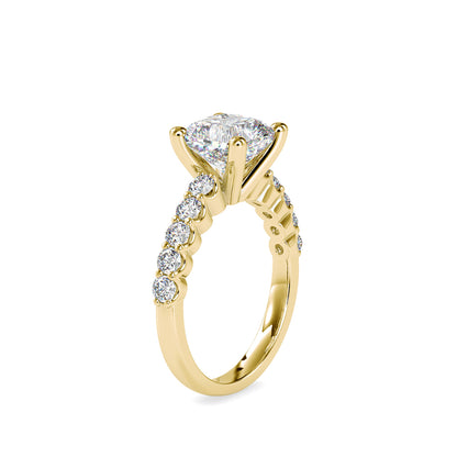 Luxe Pave Round Solitaire Diamond Ring