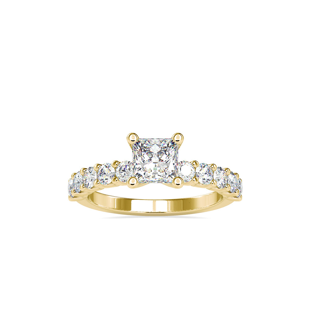 Luxe Pave Princess Cut Solitaire Diamond Ring