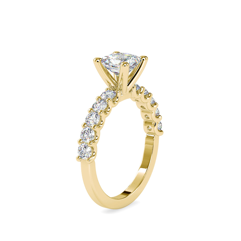 Luxe Pave Princess Cut Solitaire Diamond Ring