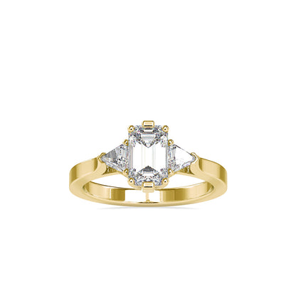 Triple Sparkle Emerald Cut Solitaire Diamond Ring