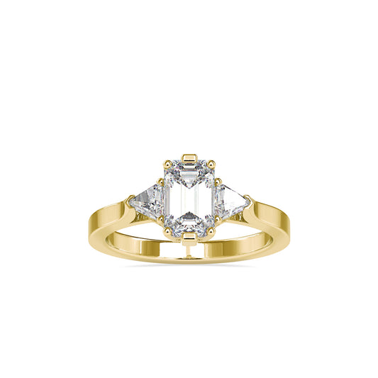 Triple Sparkle Emerald Cut Solitaire Diamond Ring