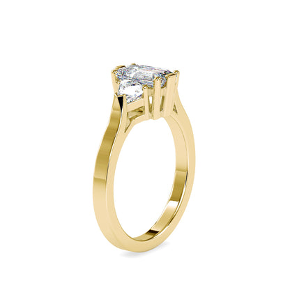 Triple Sparkle Emerald Cut Solitaire Diamond Ring