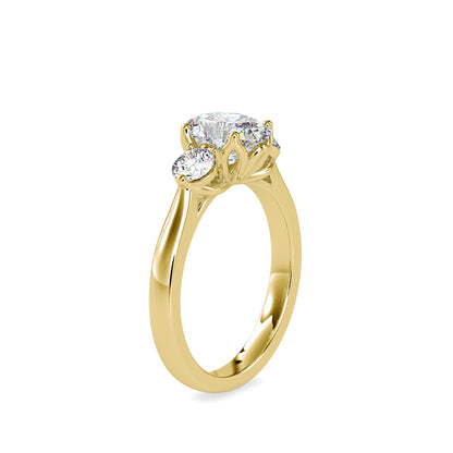 Three Stone Serenity Solitaire Diamond Ring