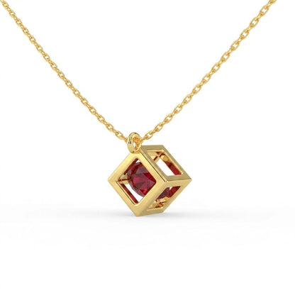 Liminal Floating Gemstone Cube Necklace