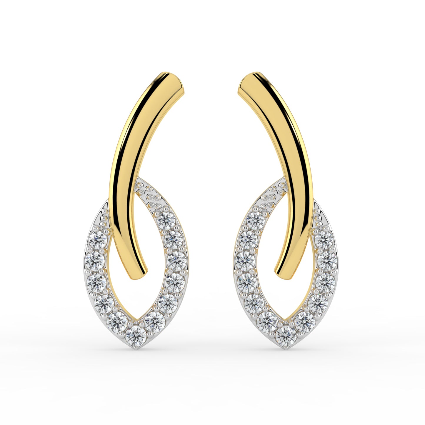 Leafy Luster Diamond Earrings