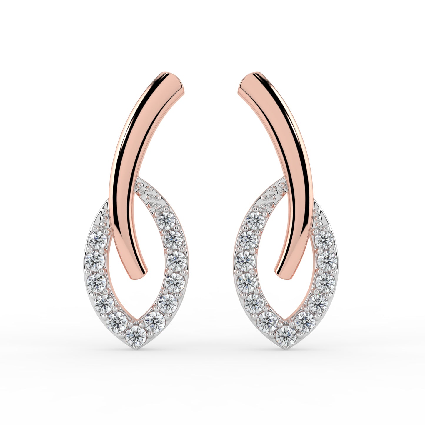 Leafy Luster Diamond Earrings