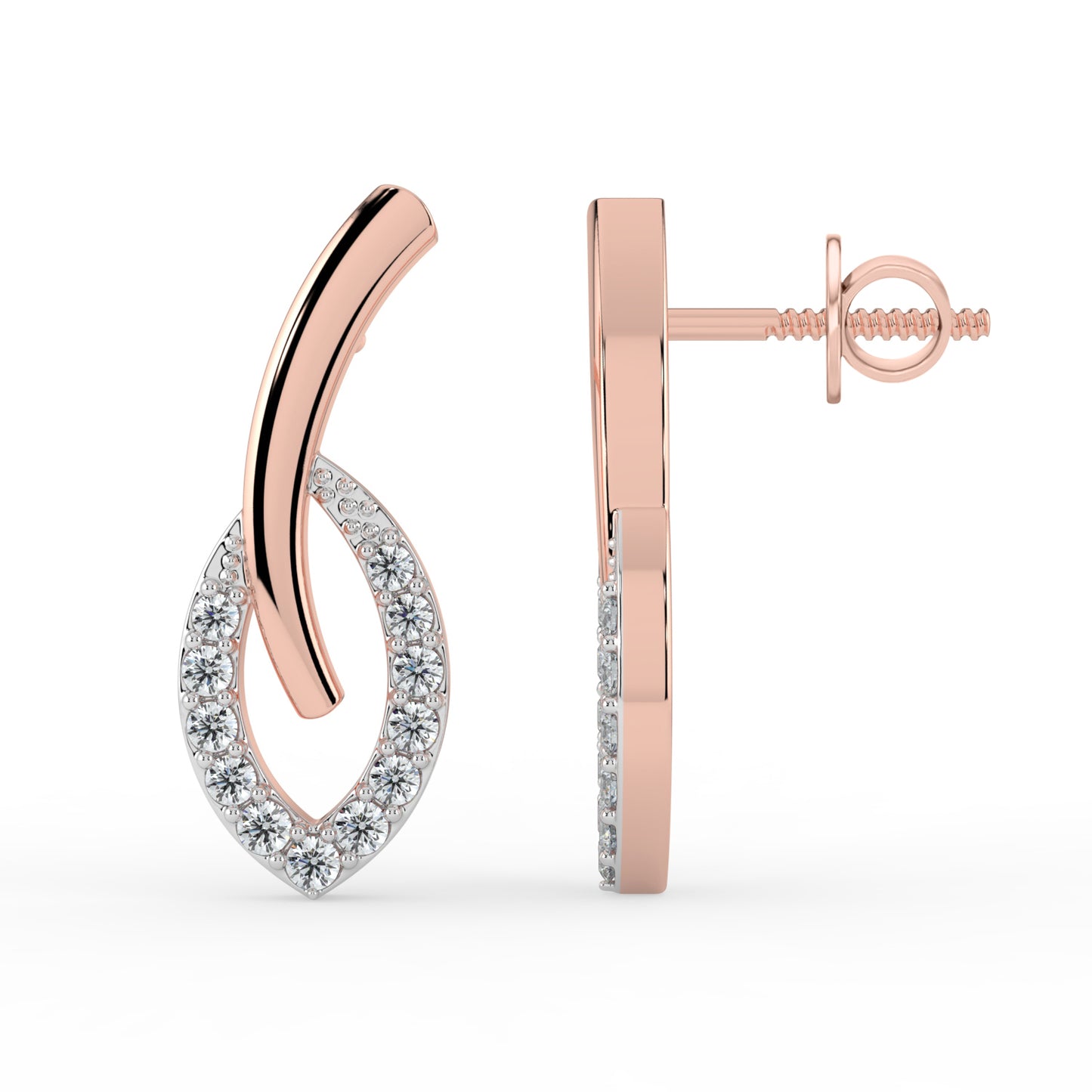 Leafy Luster Diamond Earrings