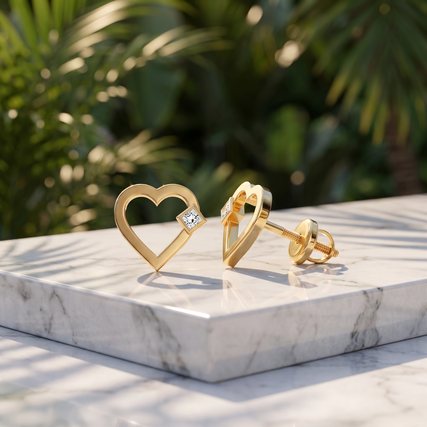 Petite Heart Lab Diamond Earrings