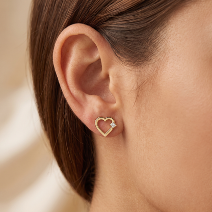 Petite Heart Lab Diamond Earrings
