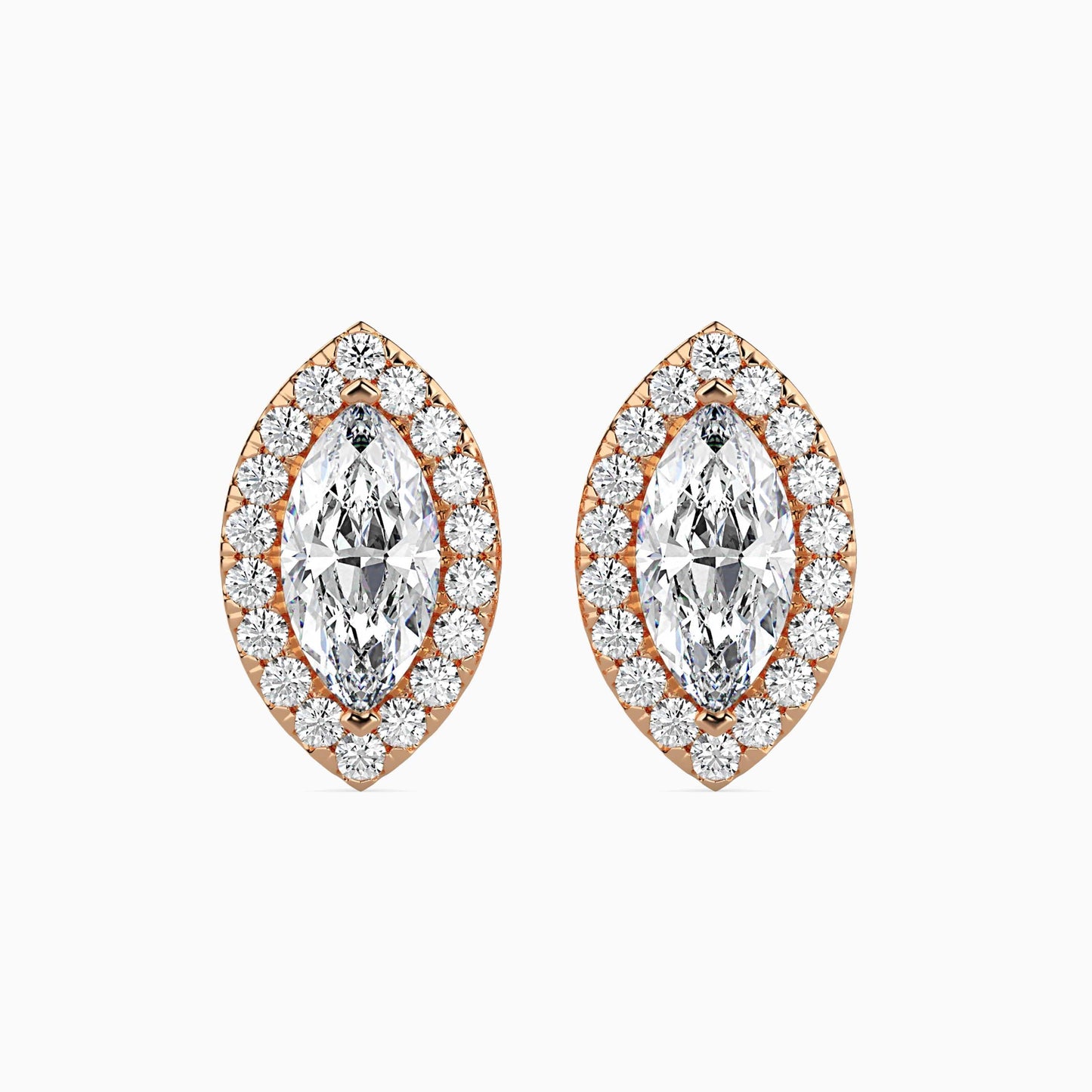 50 Cent Marquise Solitaire Studs with Halo
