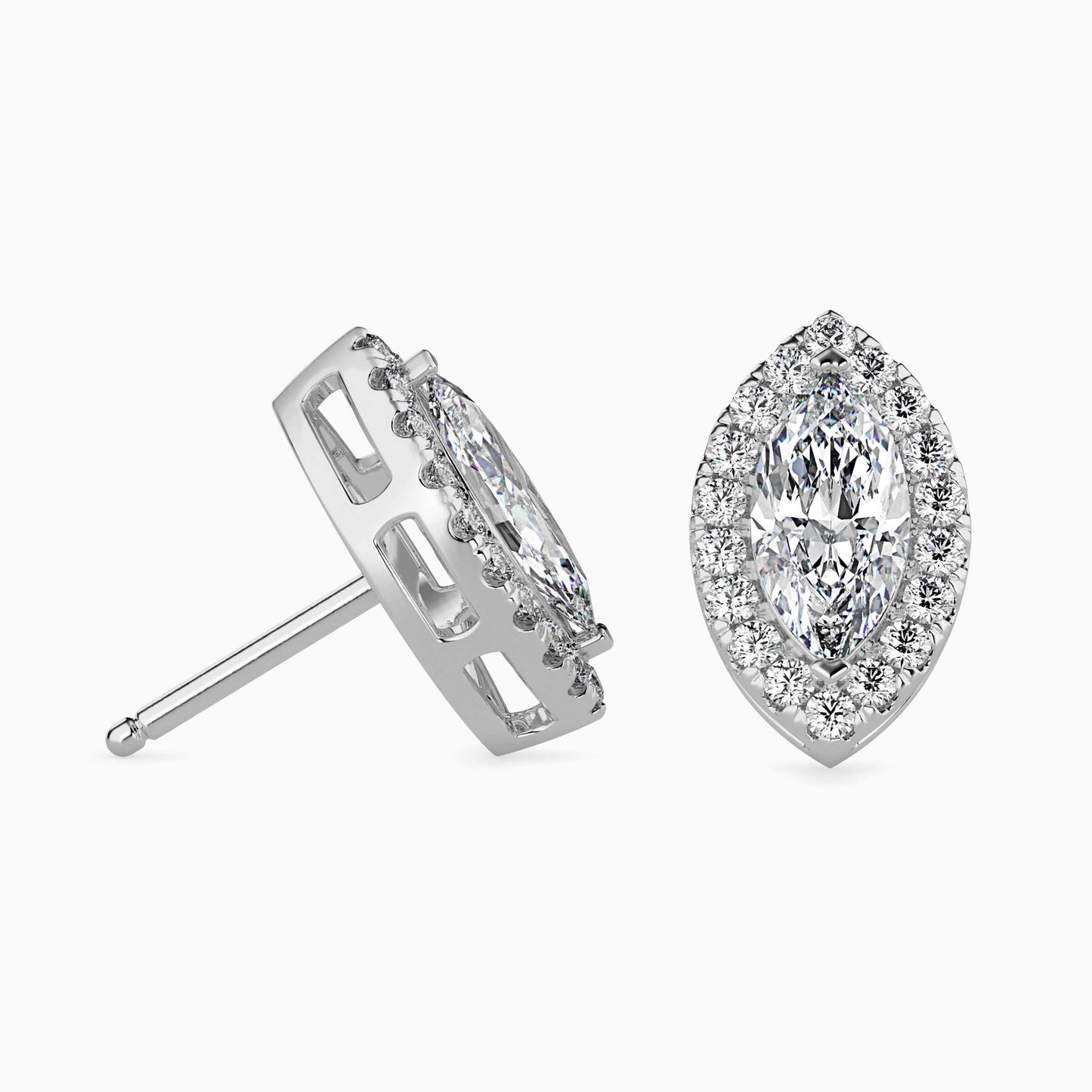 50 Cent Marquise Solitaire Studs with Halo