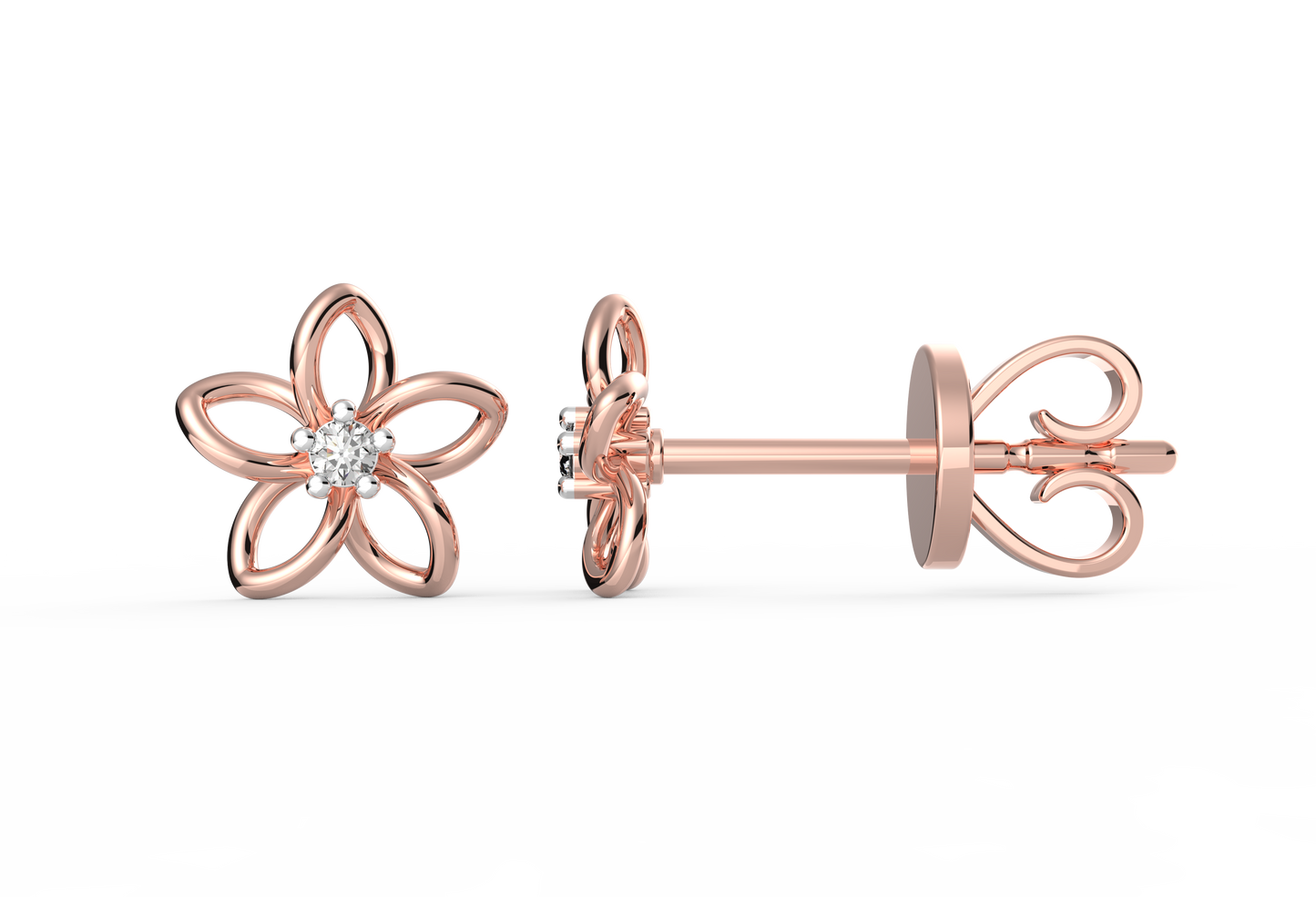 Dainty Floral Lab Diamond Studs
