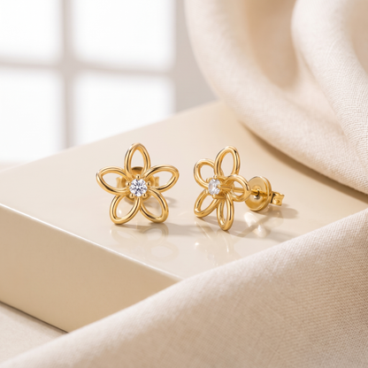 Dainty Floral Lab Diamond Studs