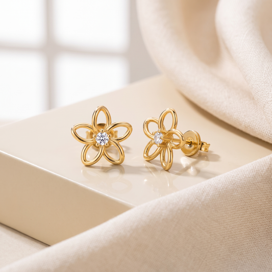 Dainty Floral Lab Diamond Studs