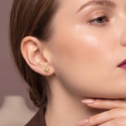 Dainty Floral Lab Diamond Studs