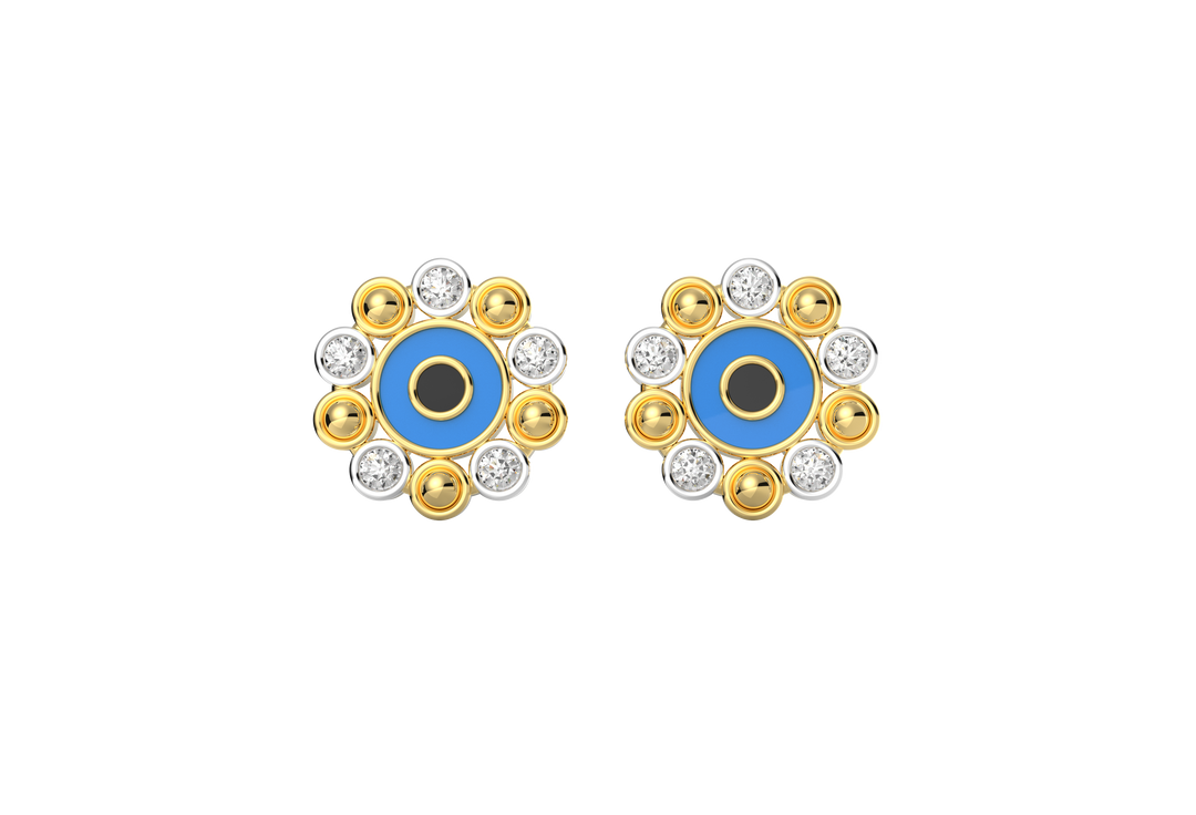 Halo Evil Eye Lab Diamond Earrings