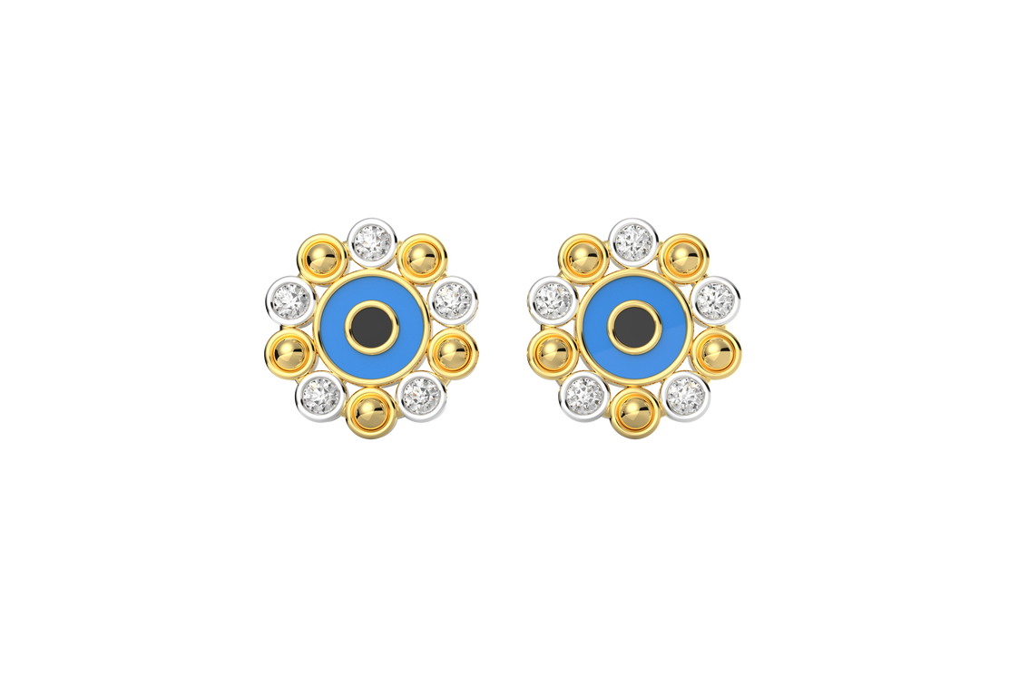 Halo Evil Eye Lab Diamond Earrings