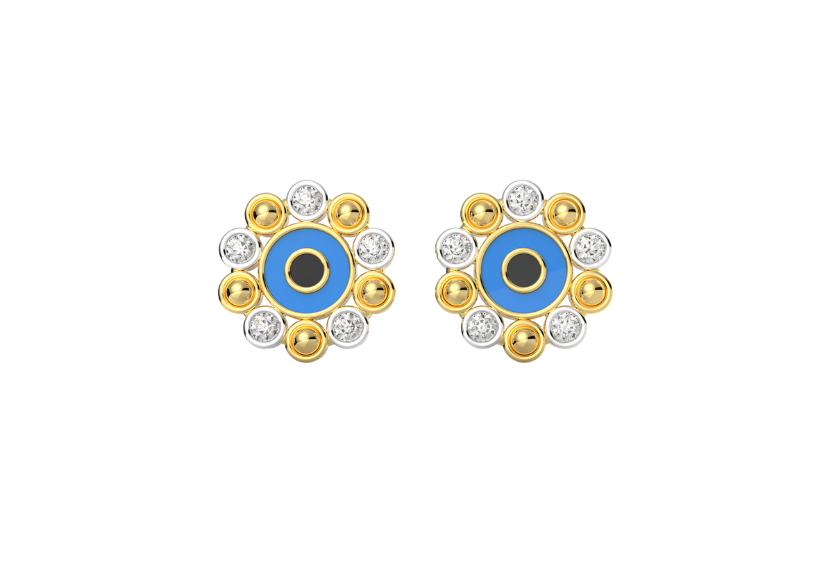 Halo Evil Eye Lab Diamond Earrings