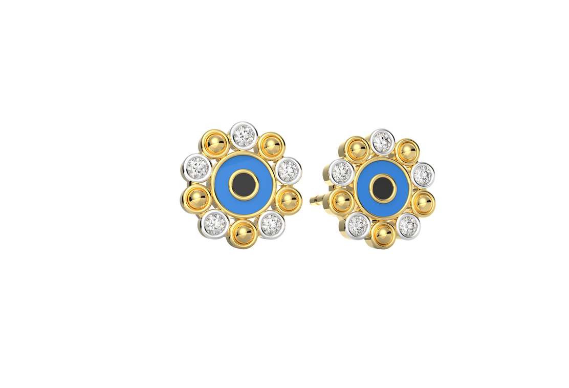 Halo Evil Eye Lab Diamond Earrings