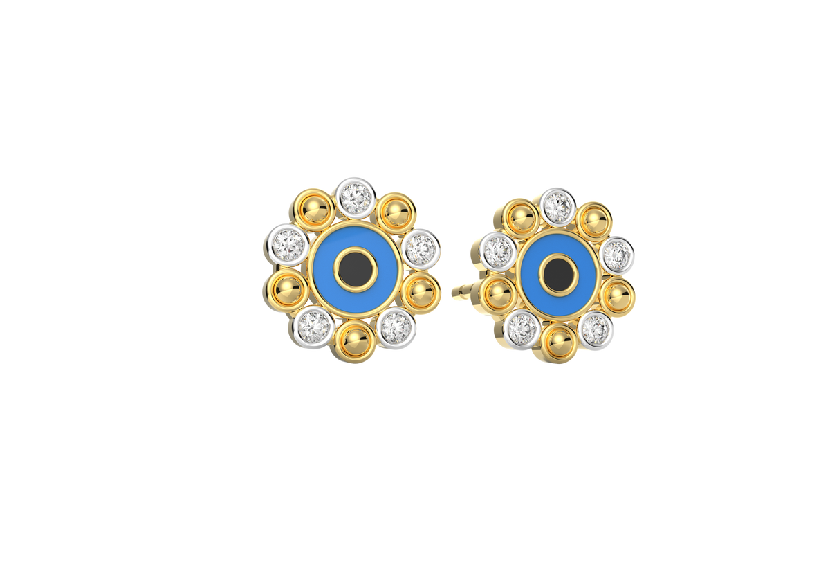 Halo Evil Eye Lab Diamond Earrings