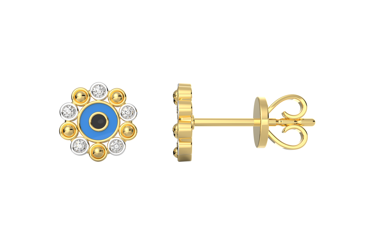Halo Evil Eye Lab Diamond Earrings