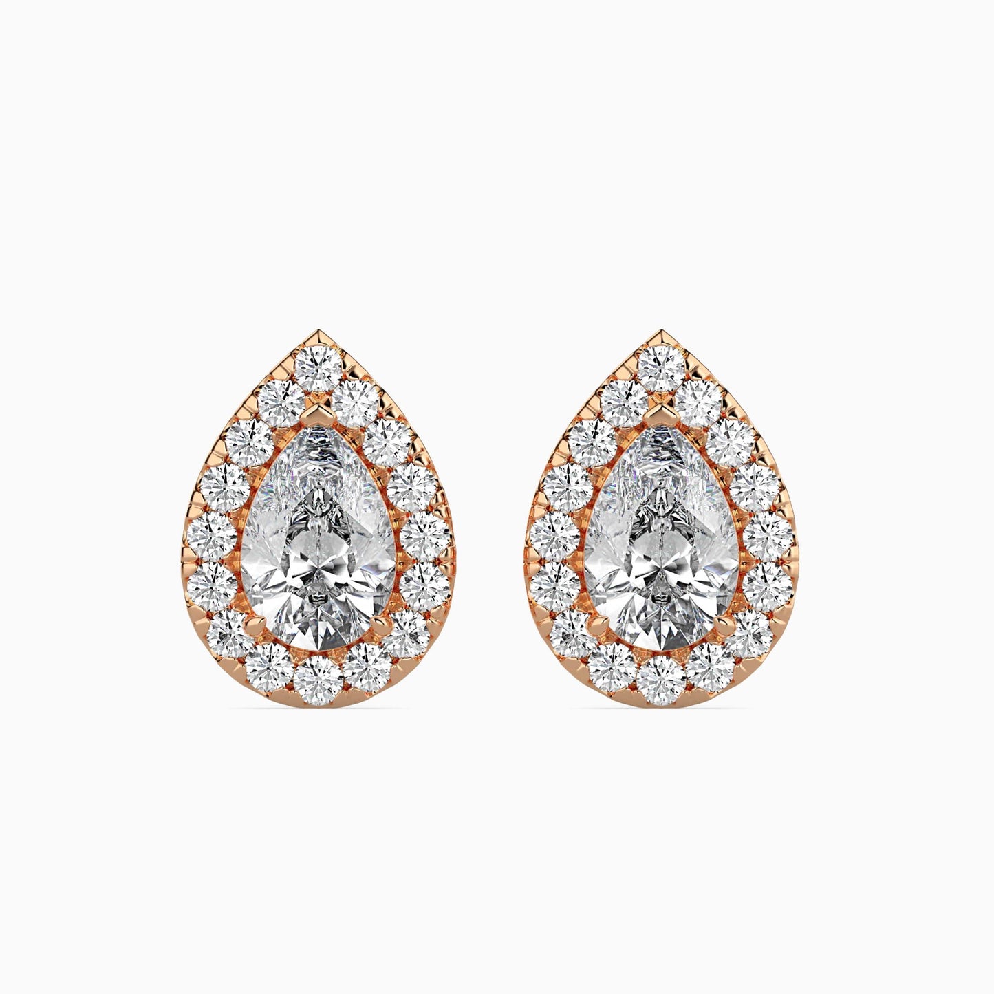 50 Cent Pear Solitaire Studs with Halo