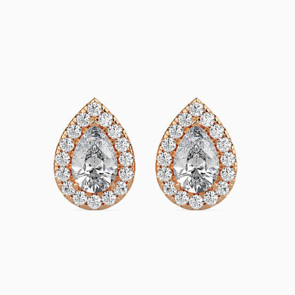 50 Cent Pear Solitaire Studs with Halo