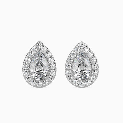 50 Cent Pear Solitaire Studs with Halo