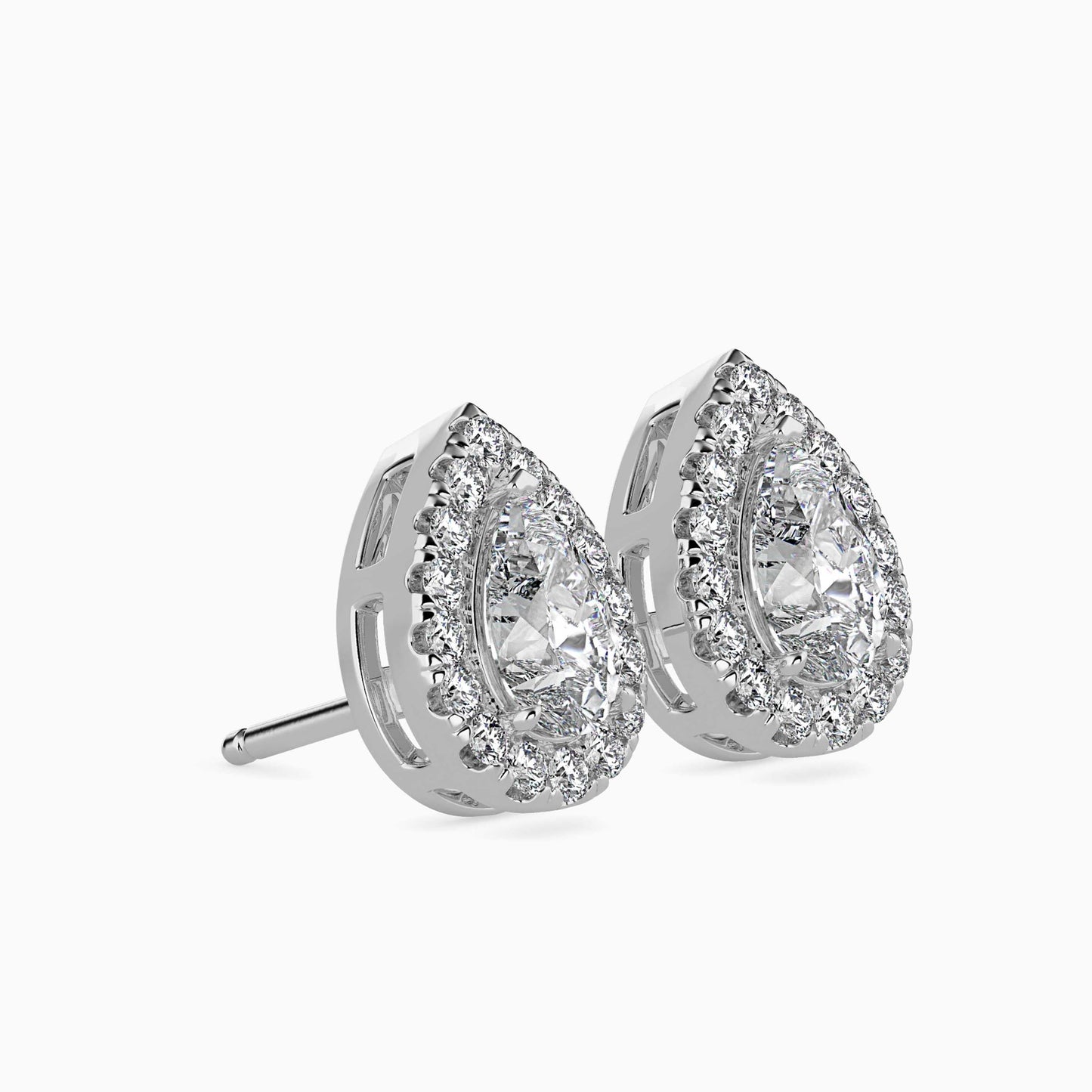 50 Cent Pear Solitaire Studs with Halo