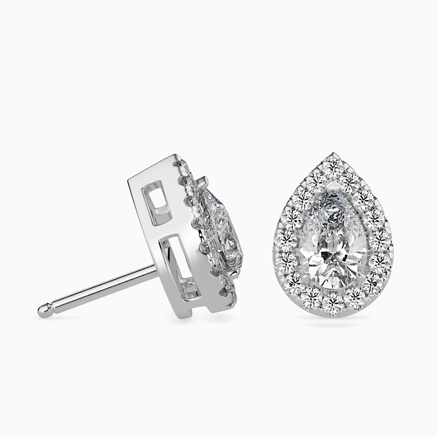 50 Cent Pear Solitaire Studs with Halo