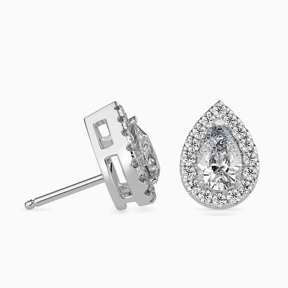 50 Cent Pear Solitaire Studs with Halo