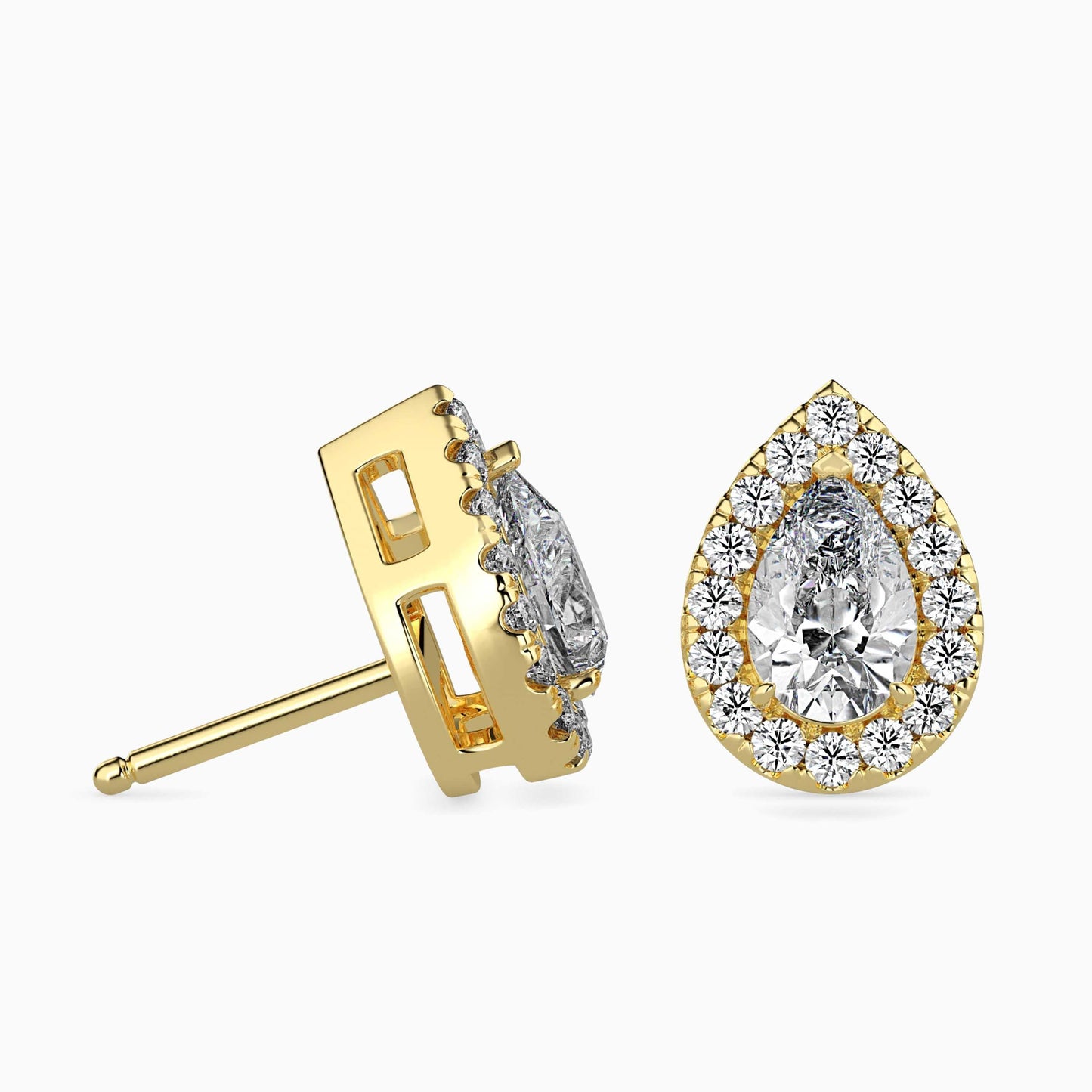 50 Cent Pear Solitaire Studs with Halo