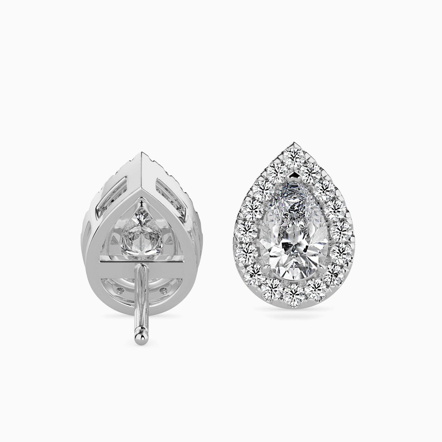 50 Cent Pear Solitaire Studs with Halo