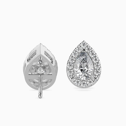 50 Cent Pear Solitaire Studs with Halo